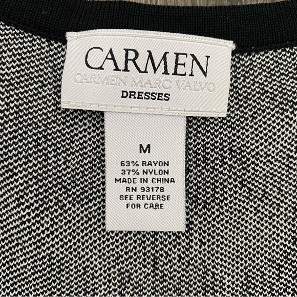 Carmen Marc Valvo Stretch Knit
Sweater Midi Dress Black White Print Medium - Picture 13 of 15